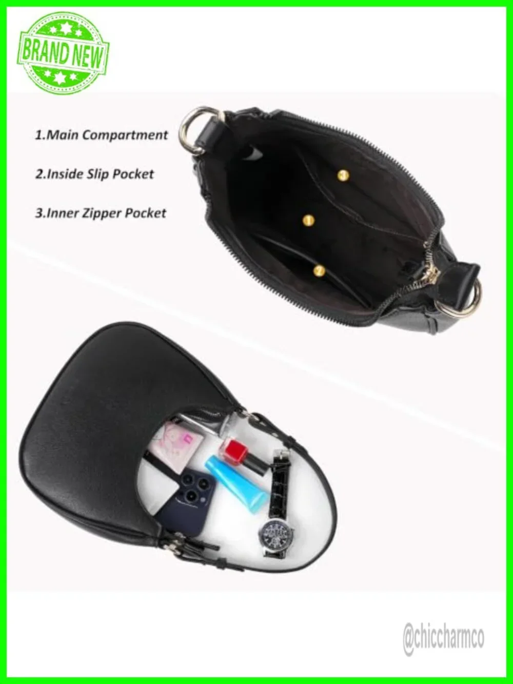 Small Hobo Shoulder Bag PU Leather Crescent Mini Purse for Women